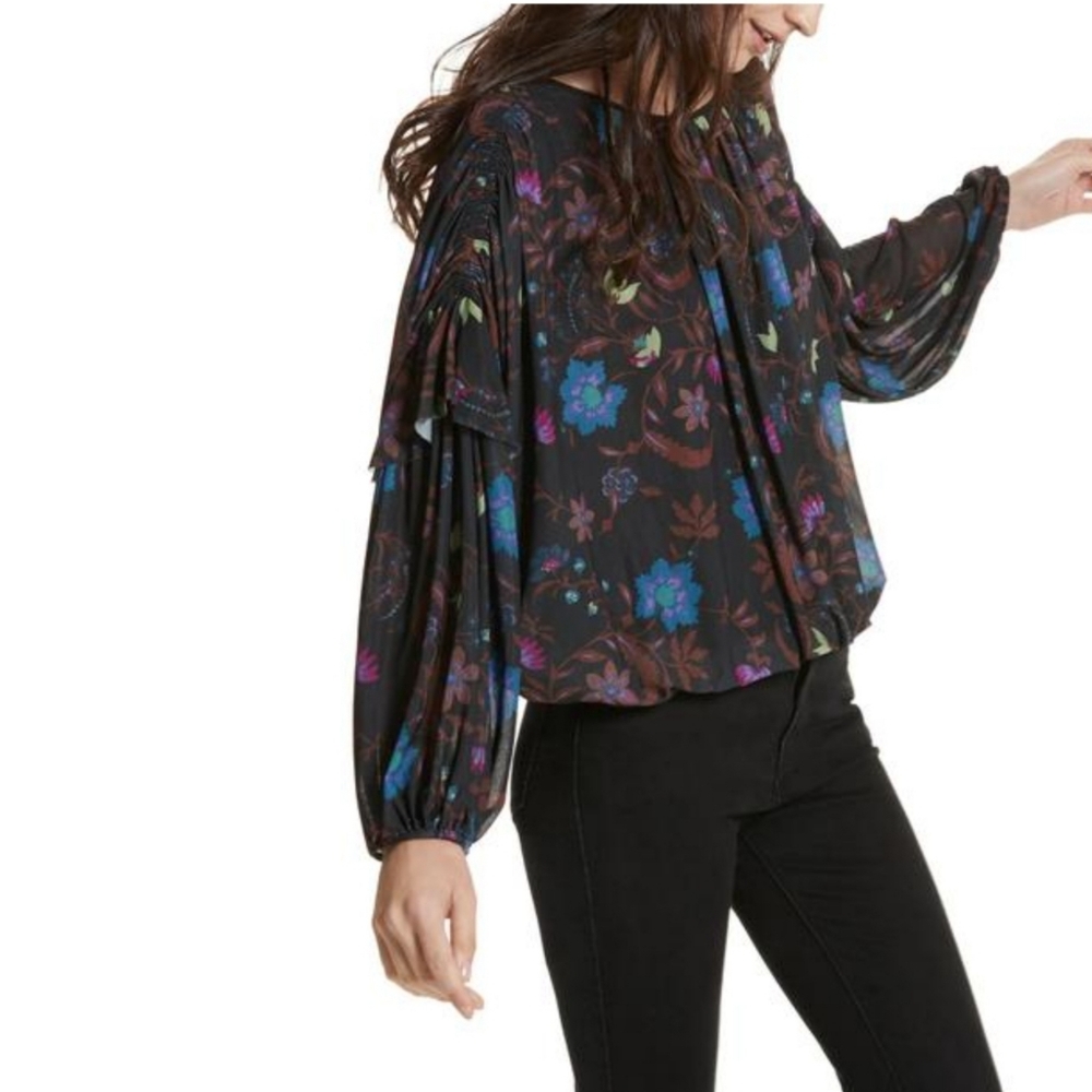 Free People Floral Wildflower Honey Print Top Size S